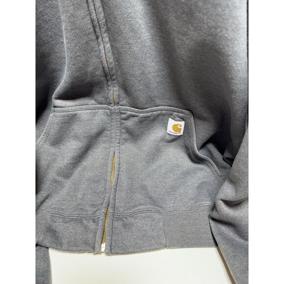 Carhartt Men’s Loose Fit Jacket 2XL Gray Zipper Front Hooded Utility Cotton - Picture 2 of 11